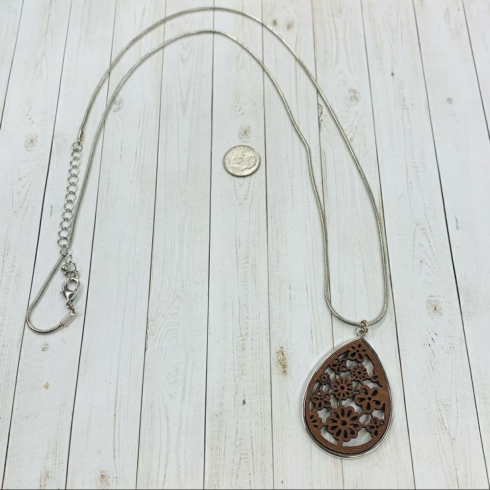 Floral Wood Carved Necklace